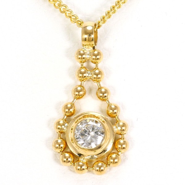 K18 18金 YG イエローゴールド ネックレス ダイヤ 0.12 約40cm ジュエリー 中古