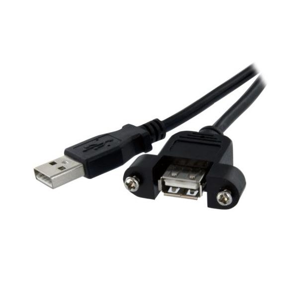 （まとめ） StarTech.com USB2.0パネルマウント型ケーブル 91cm パネルマウント用USB Aポート（メス）-USBAポート（オス） ブラック USBPNLAFAM3 [x3セット]
