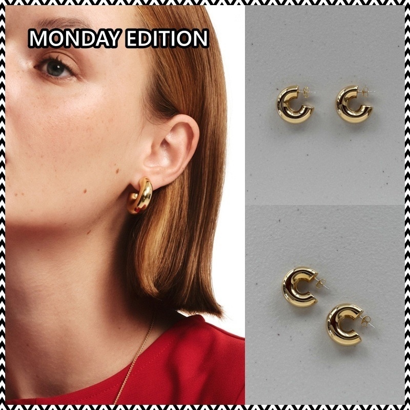 MONDAY EDITION Golden Hoop Earrings 5