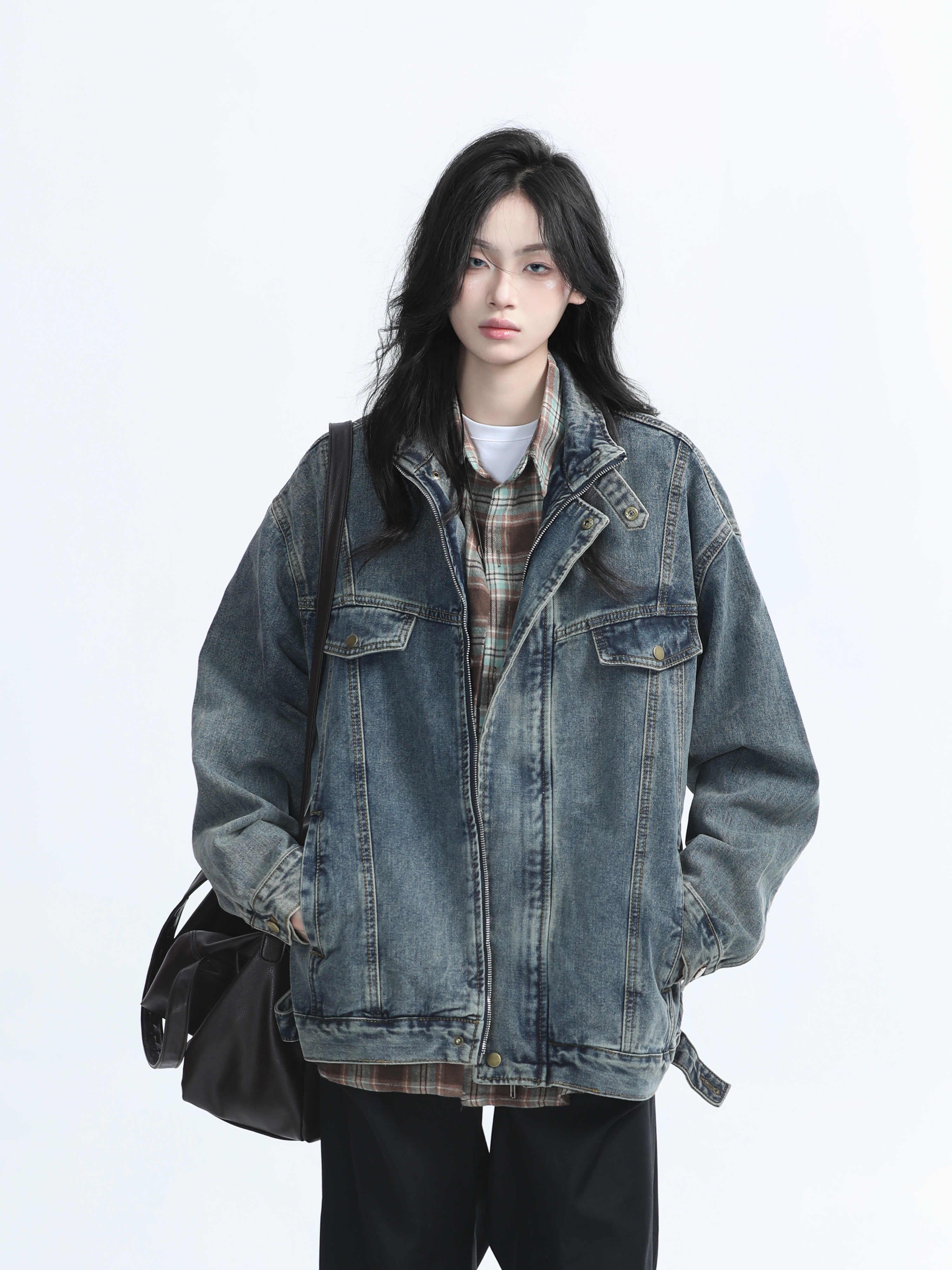 「SHANKONG」【高·品質版】【上品】2025新作 デニムジャケット アウター レトロ ゆったり 韓国ファッション レディーストップス アウター トップス セミロング トップス 3