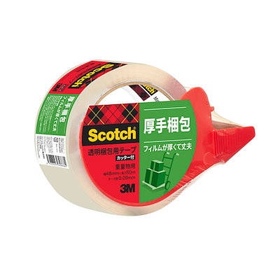 他サイト： スコッチ 透明梱包用テープ 重量用 90μ 48mm×50m カッター付 3M 315DSNの商品画像