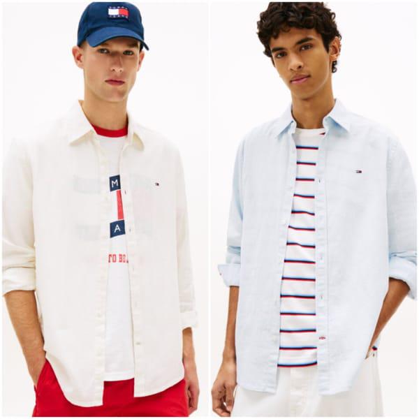 メンズ レギュラーフィット リネンブレンドシャツ T32G1WSH32TMT1 TOMMY JEANS