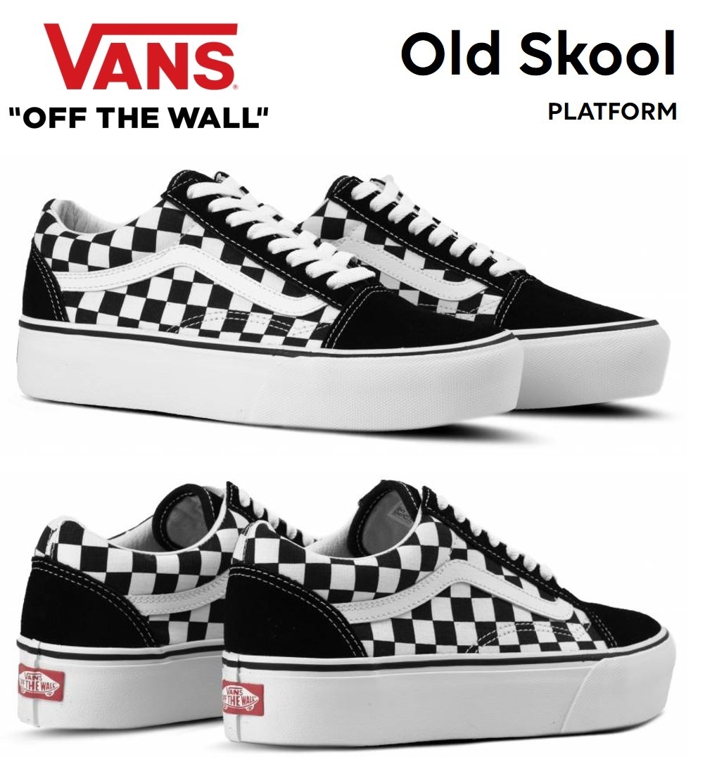VANS スニーカー オールドスクール 厚底 チェッカー 黒 白 VN0A3B3UHRK