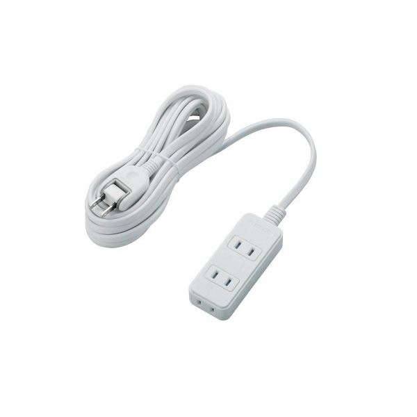 (まとめ) エレコム ほこりシャッター付き電源タップ 2P・3個口 ホワイト 5.0m T-ST02-22350WH 1個 (×5セット)