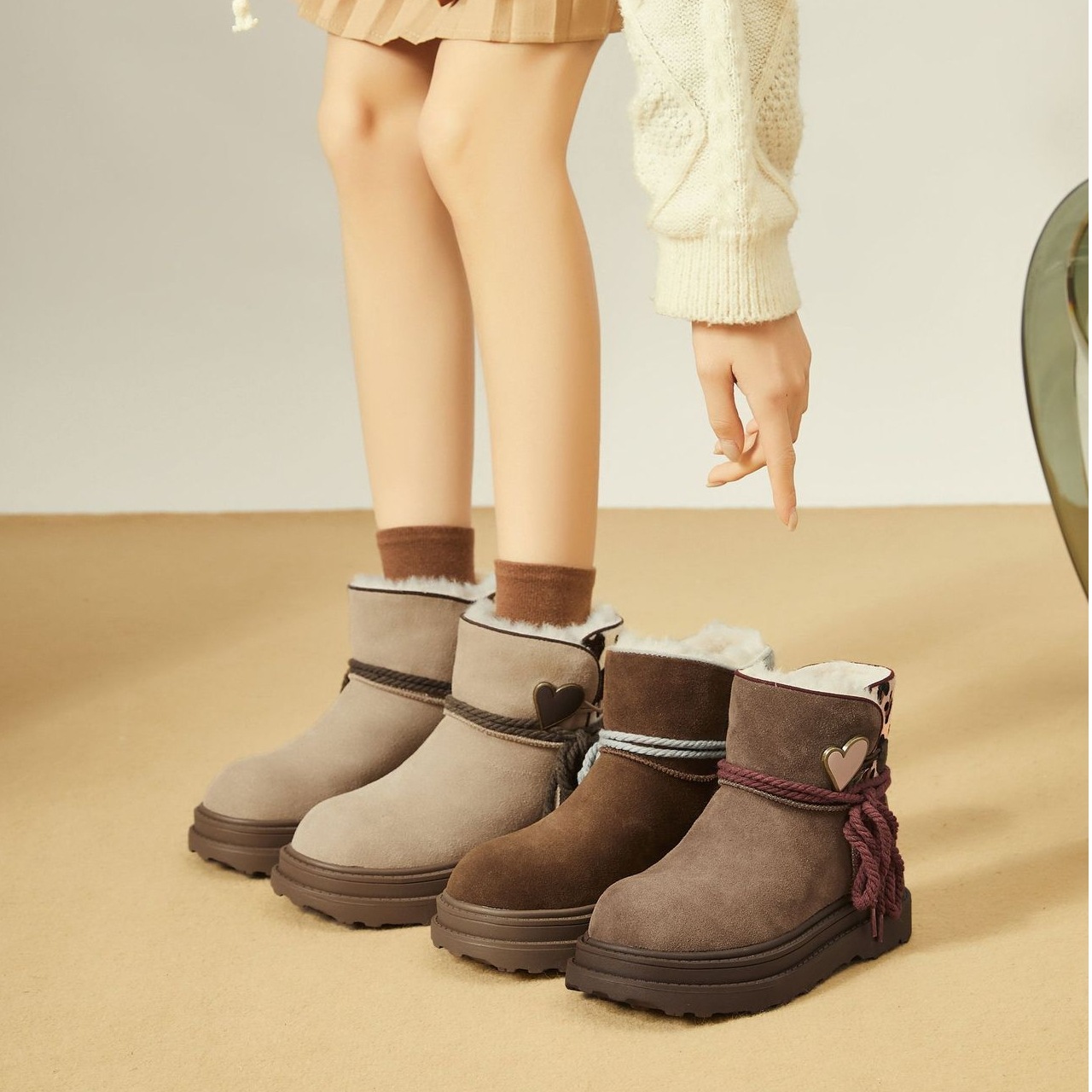 スノーブーツ 厚底 ブーツ ムートンブーツ オールインワンブーツ 厚底 ブーツ ショート 4,852円