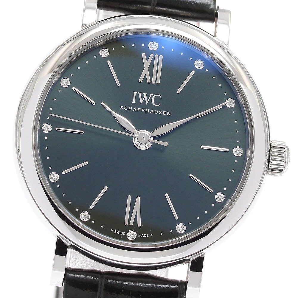 IWC IWC SCHAFFHAUSEN IW357405 ポートフィノ オートマティック 34 12Pダイヤ 自動巻き レディース 保証書付き_877657【中古】