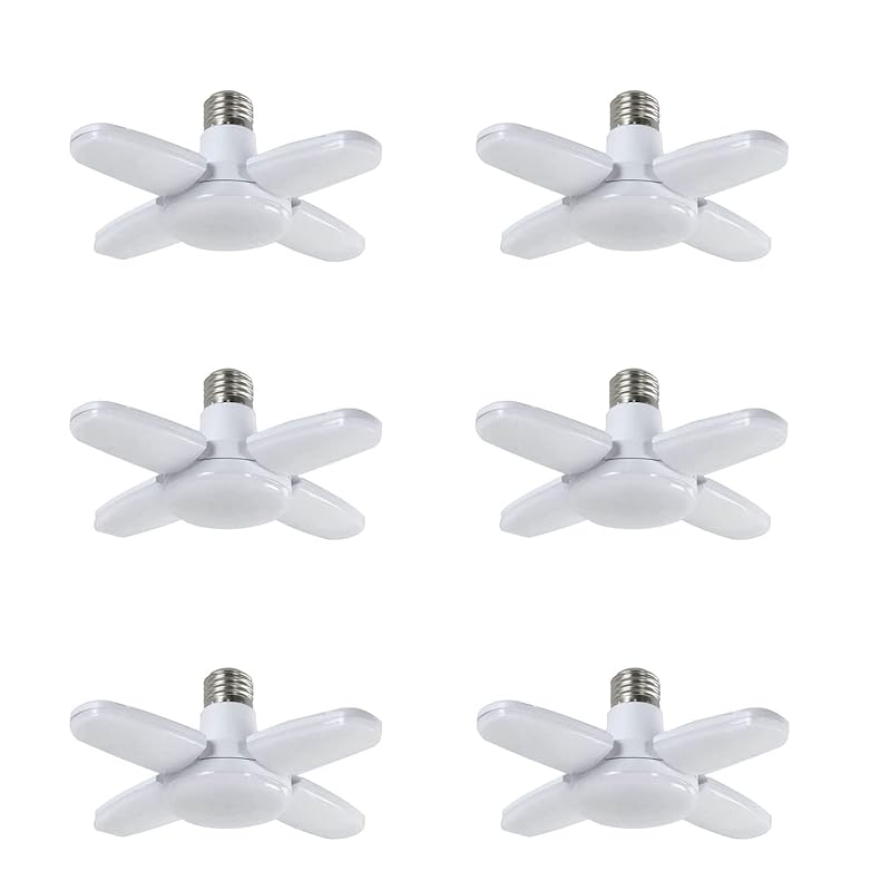 ペンダントライト ガレージライト 6個 屋内 60W 6500K E26 LED電球 昼白色 折りたたみ式 省エネ 天井照明 超高輝度 照明 取付簡単 工事不要 角度調節可能 カーポート 車庫 倉庫