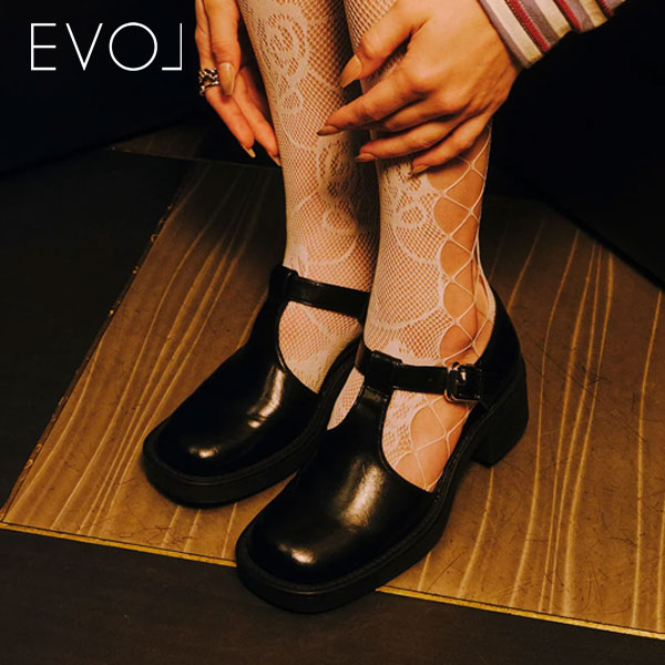 【SALE20%OFF】【即納】 イーボル EVOL 24秋冬 ラウンドTストラップシューズ 靴 シューズ ローファー マニッシュ カジュアル パーティー 結婚式 二次会 ix5506