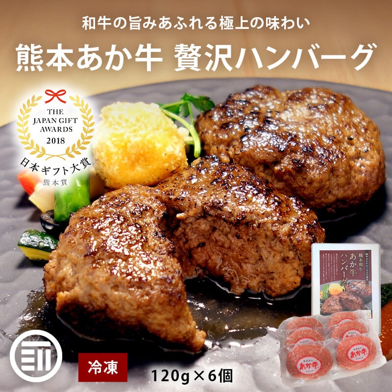 肉工房三協 熊本 あか牛ハンバーグ 120gx6個 冷凍 日本ギフト大賞 くまもと あか牛 グルメ お取り寄せグルメ ハンバーグ ギフト 和牛 熊本和牛 個包装 前田家 父の日