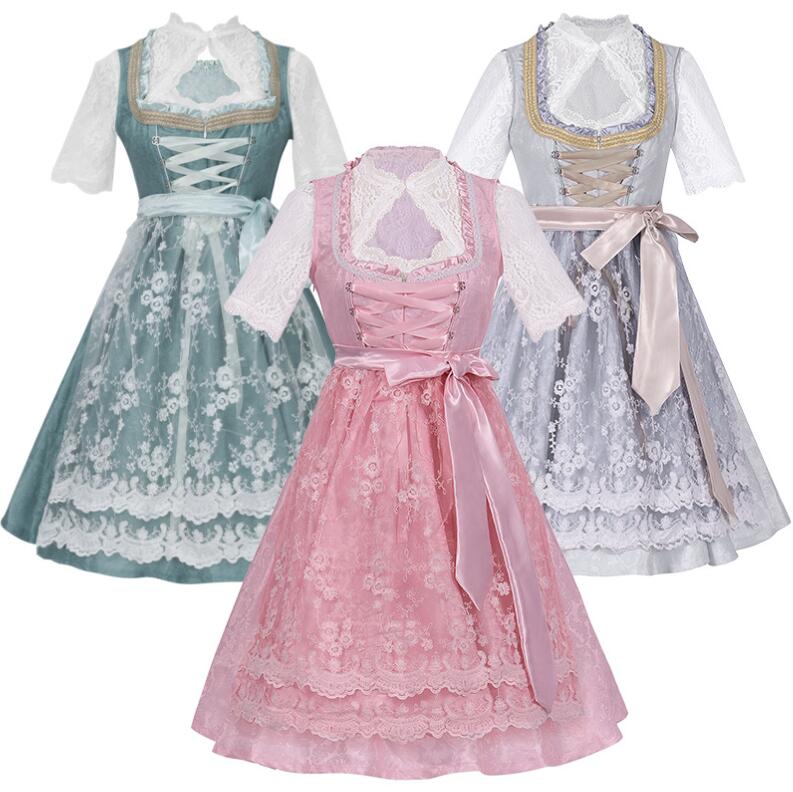 メイド服 メイドコスチューム ハロウィンコスチューム ハロウィン衣装 大人用コスプレ衣装 ジャンパースカート 半袖 レースワンピース 欧 ヨーロッパ 舞台衣装 舞台劇 学園祭 お芝居