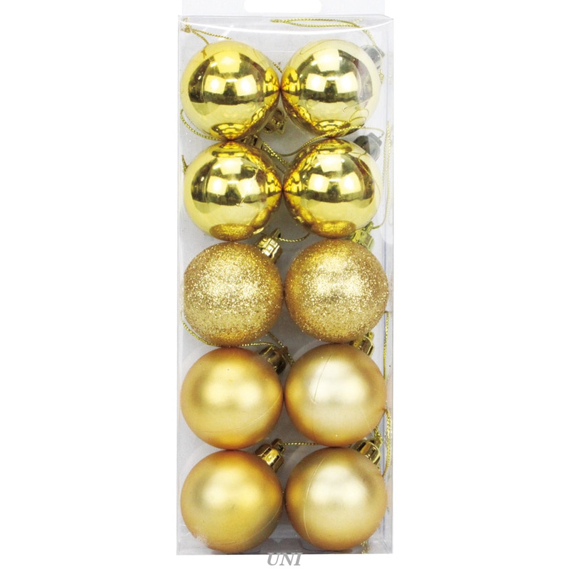 クリスマス　ツリー　オーナメント [6点セット] プラボール バラエティーゴールド 40mm 10ヶ入 【 ツリー飾り デコレーション クリスマス飾り 雑貨 クリスマスパーティー 装飾 クリスマスツリ