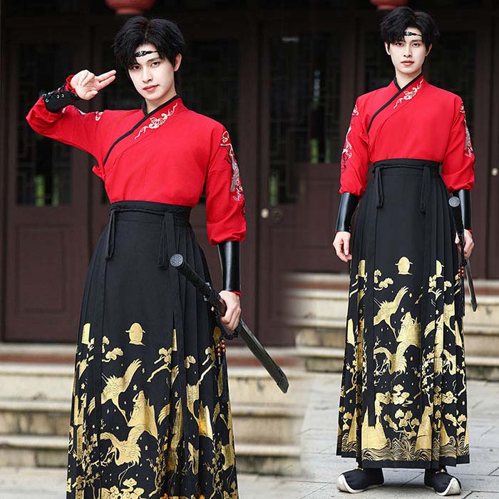 2025新作入荷 男女兼用漢服唐装 豪華漢服 2点セット ハロウィン カップル中華 漢服 コスチューム メンズ レディース 刺繍 鶴 漢服 漢元素 大きいサイズ S～4XL 中華古コスプレ衣装 文化祭 5,426円