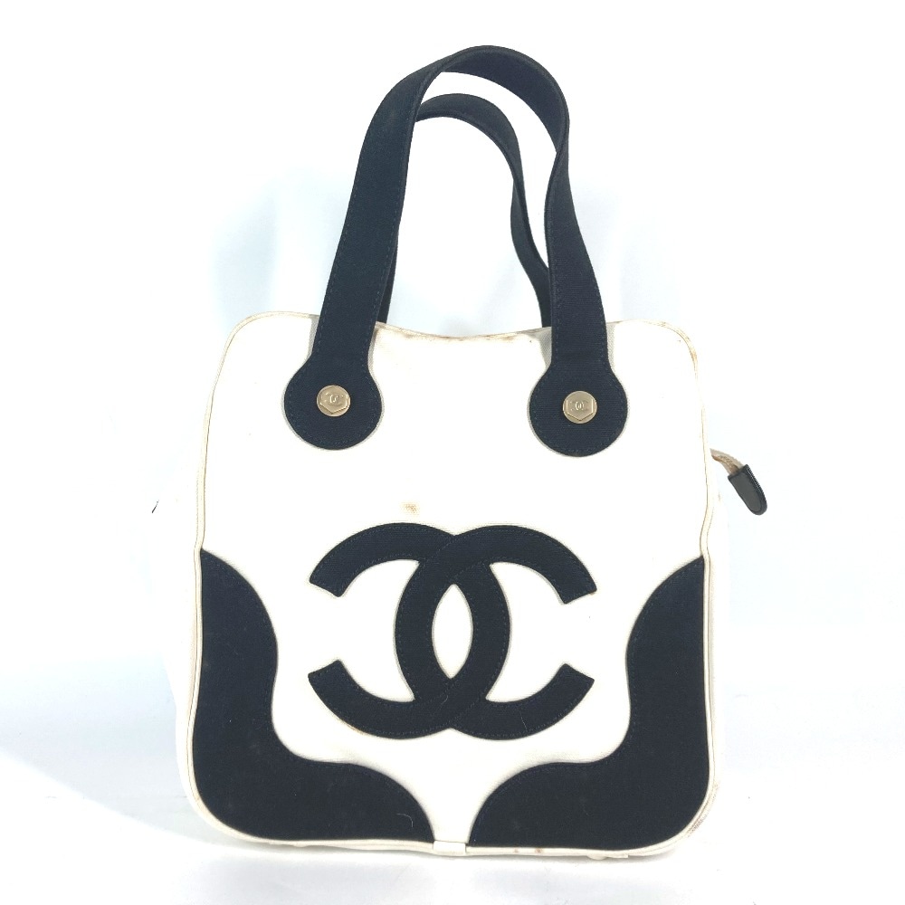 ハンドバッグ CC ココマーク マシュマロ バイカラー カバン ロゴ キャンバス ホワイト