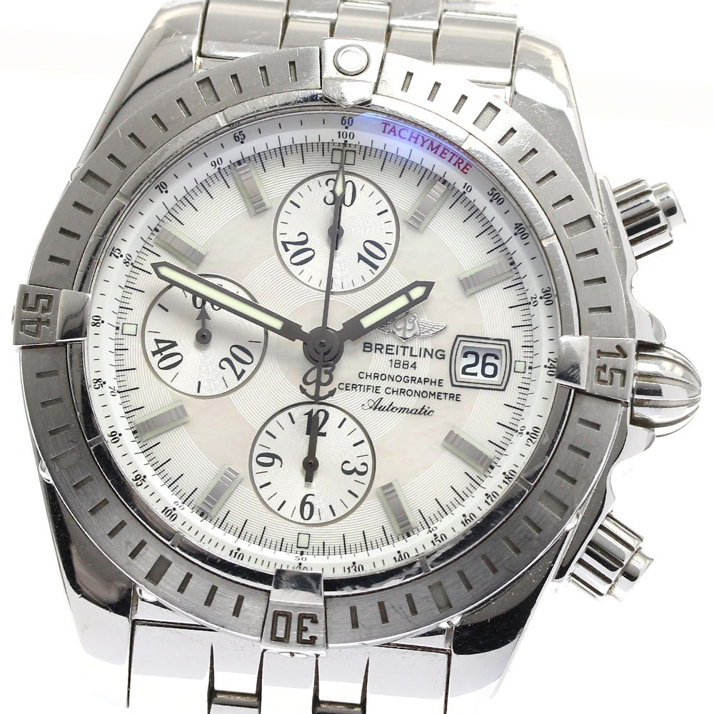 ブライトリング BREITLING A13356 クロノマット エボリューション ホワイトシェル文字盤 自動巻き メンズ _884553【中古】