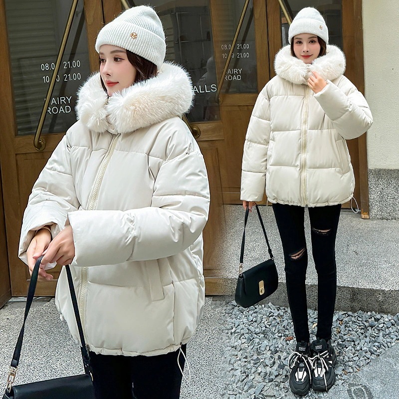 2024冬の新型韓国版ダウン綿服女性の短い帽子までとしたパン服綿服女性のコート