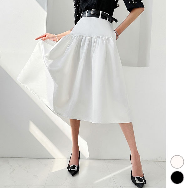 スカート レディース ロング丈 ミモレ丈 膝下 フレア 光沢 ボトムス Aライン ハイウエスト 上品 きれいめ 春 夏 秋 韓国 to27245