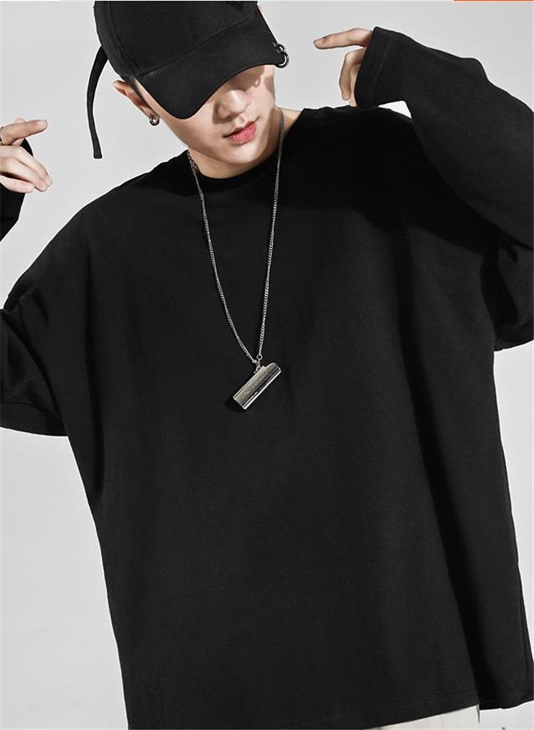 合わせやすい服で 春 長袖 Tシャツ メンズ トレンド ゆったりする シンプル 百掛け 中長セクション 男の子ファッション Insスタイル Tシャツ お得 Tor Safety Com