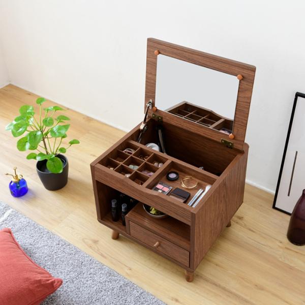 ドレッサー 鏡 ミラー 収納スペース 大容量 引き出し テーブル デスク 机 コンパクト 省スペース 小さい ミニ かわいい おしゃれ 収納 棚 木目 北欧 1人暮らし