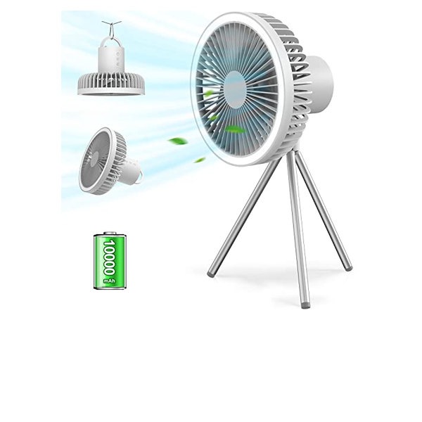 【オシャレで高性能＆10000mAh】 キャンプ扇風機 充電式扇風機 アウトドア扇風機 3脚 コードレス 静音 切タ