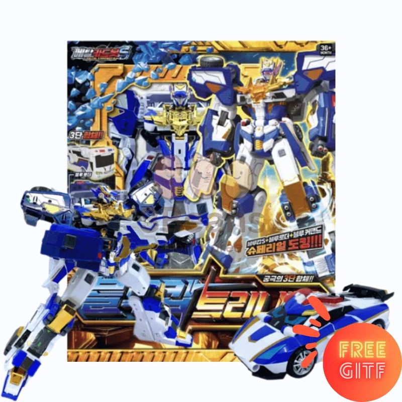 メタルカードボットS ブルーコップ トリニティ 最強合体 変身ロボット アクションフィギュア 男の子 おもちゃ プレゼント 人気 ヒーロー 誕生日 クリスマス 子供向け 韓国アニメ キャラクターグッズ