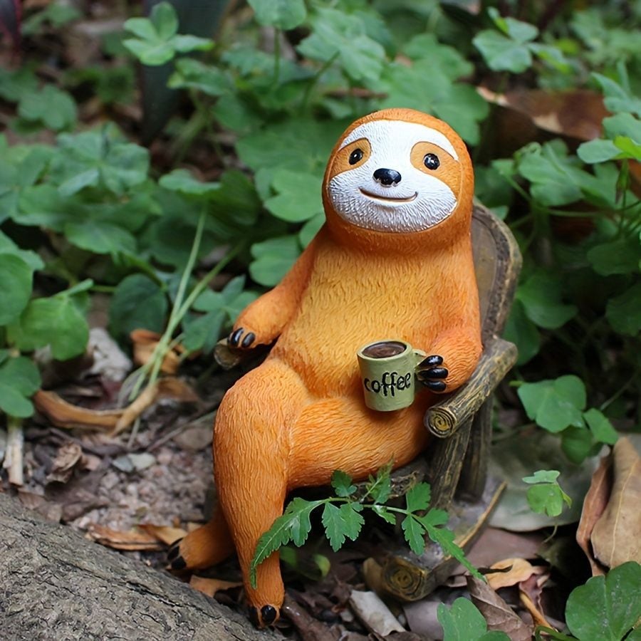 置物 オブジェ ガーデンオーナメント 椅子に座っているナマケモノ アニマルオブジェ 癒やしグッズ 室内 屋外 インテリア ミニチュア 玄関 リビング ダイニング 装飾 庭 ガーデニング 装飾 ガーデン