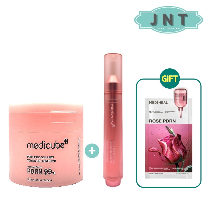 [セット] [1+1]PDRN ピンク コラーゲン トーニング ジェル トナーパッド 120ml + コラーゲン グロウ ブースター セラム 15ml 2個セット 水分 保湿