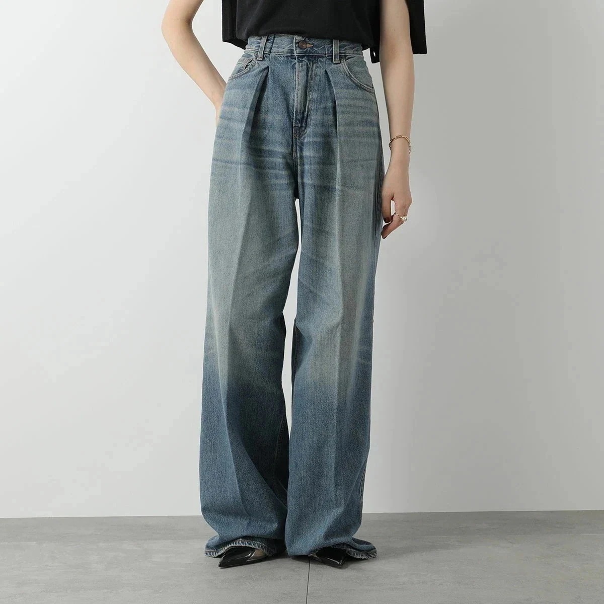 HAIKURE ハイクル ジーンズ CANDY HEW03340 DF144 レディース デニム パンツ ワイド バギー Gパン ジーパン L0853/BLUE 【mega】