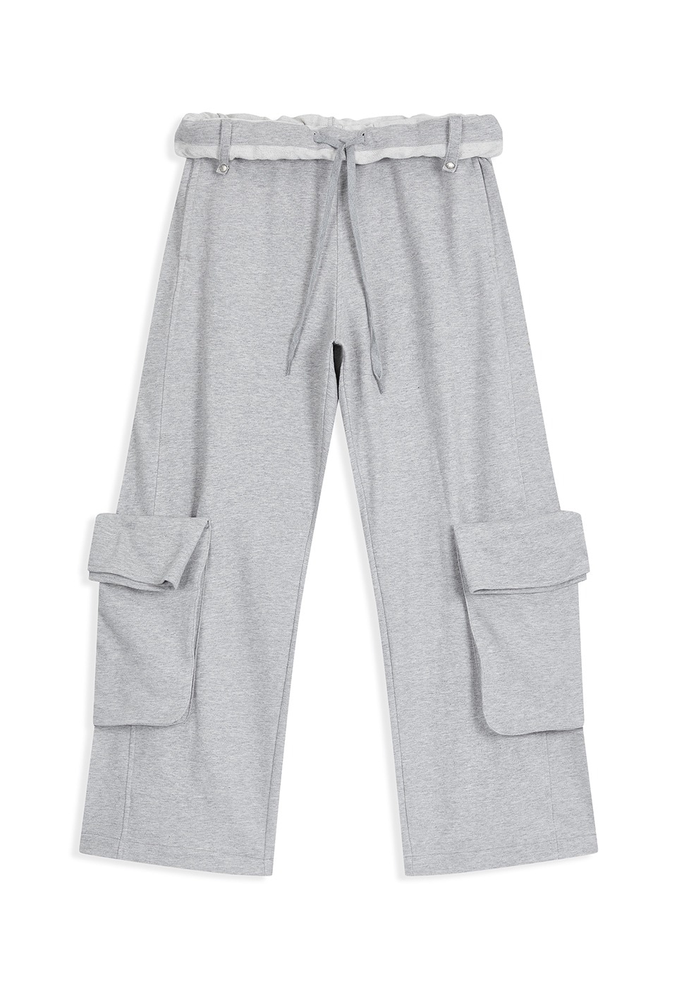 【OPEN Yy】 ROLLED WAIST SWEAT CARGO PANTS : GRAY