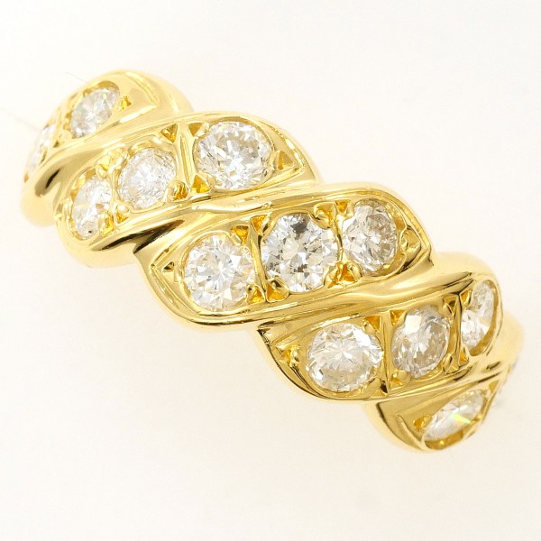 K18 18金 イエローゴールド リング 12号 ダイヤ カード鑑別書 中古