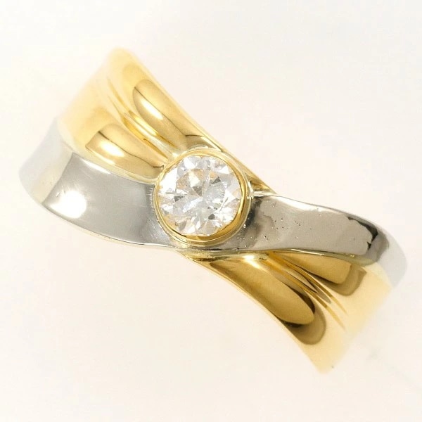 PT900 プラチナ K18YG リング 指輪 11.5号 ダイヤ 0.24 ジュエリー 中古