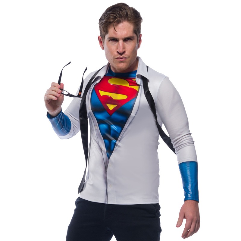 コスプレ 仮装 クラークケントシャツ 大人用 XL (大きいサイズ) 【 コスプレ 衣装 ハロウィン 仮装 コスチューム 大きいサイズ メンズ シャツ 映画キャラクター パーティーグッズ アメコミ 余