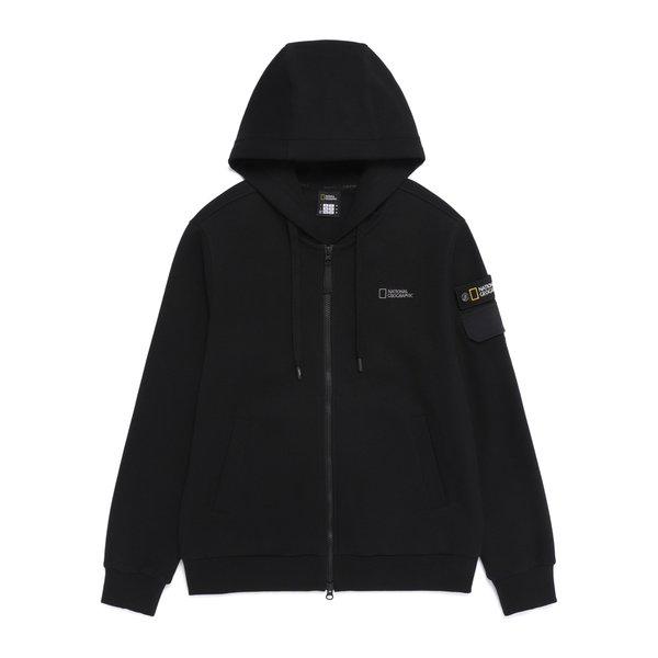 N261UFT950 マゲイ 袖ポケット セミオーバーフィット フード付きフルジップアップ BLACK