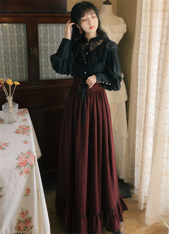 【送料無料】長袖 コスチューム 大人 女性 ロリータ スカート ブラウス コスプレ衣装 ゴスロリ ゴシック＆ロリータ服 4,870円