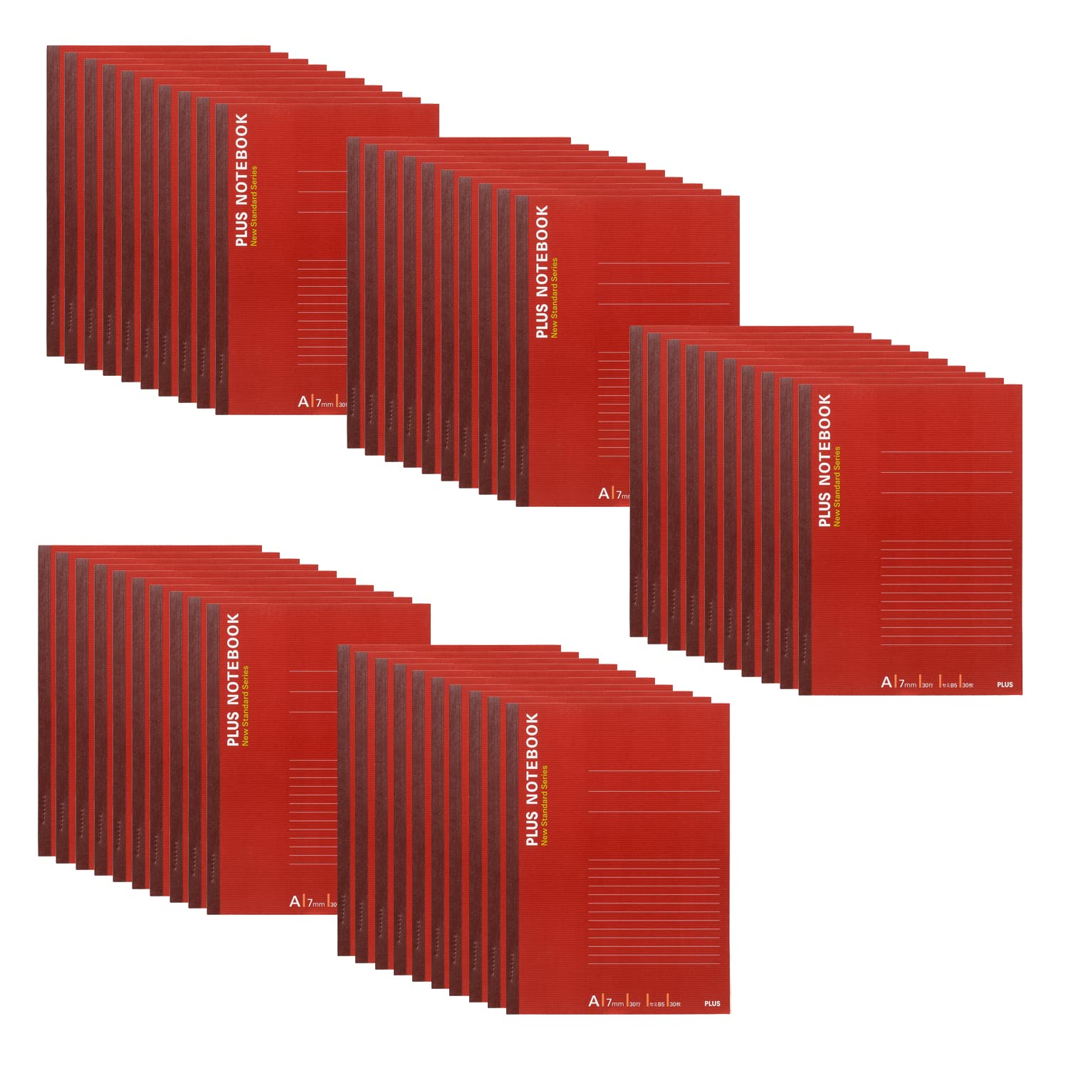 PLUS ノート セミB5 (6号) A罫 30枚 レッド 50冊 NO-003AS 76-701 ×50 9,278円