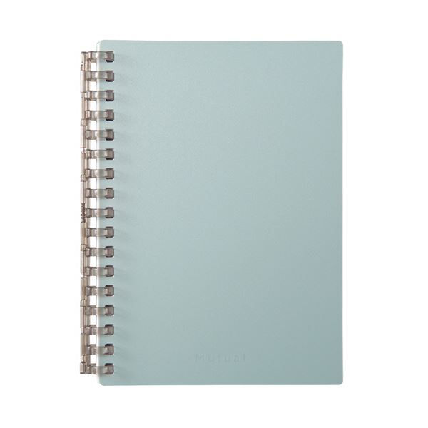 （まとめ） リヒトラブMutual オープンリングノート A6タテ 17穴 5mm方眼罫 リーフ50枚付属 ライトブルー N-2671-14 1冊 (×5セット)