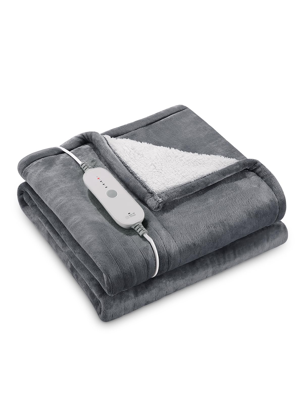電気毛布電気ブランケット電気ひざ掛け/敷きかけ毛布 発熱敷毛布 リモコン付き4段階温度調整 10h自動切タイマー 洗濯可 防寒対策 暖房器具 フランネル素材 160x130cm (グレー)
