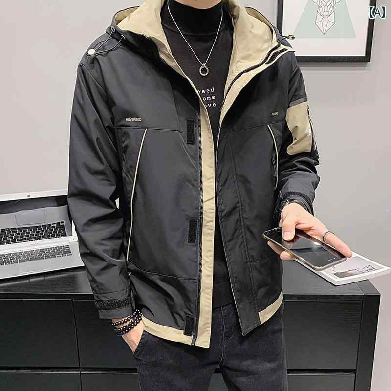 メンズ ファッション フード ジャケット 春秋 トレンド カジュアル ジャケット