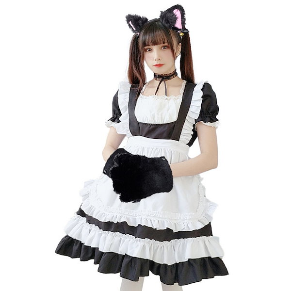 コスプレ 猫 メイド服 超究極8点セット 可愛い 肉球 猫耳 しっぽ 衣装 ハロウィン アニマル