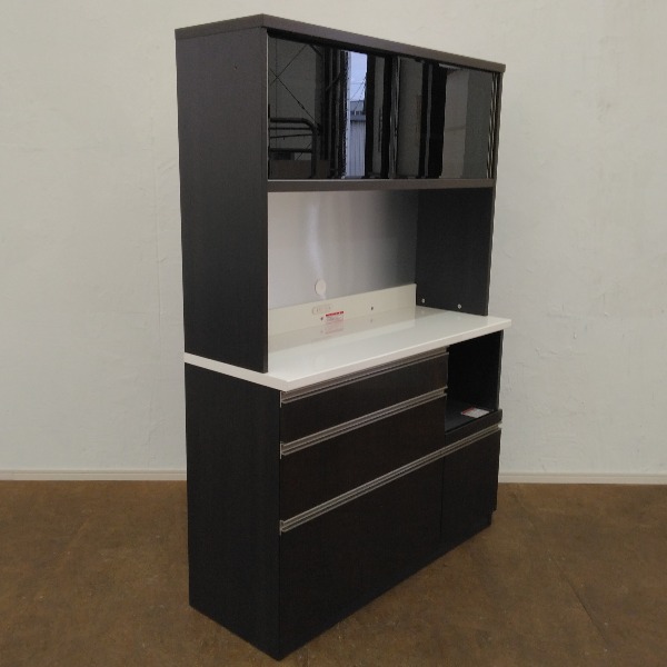 キッチン収納 ブラウン 高機能 モダンシック キッチンボード レンジ台 引き出し カップボード ダイニングボード 食器棚