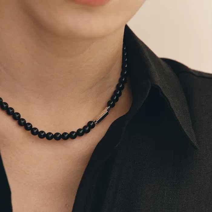 H Edition (W) Ball Black Onyx Bead Necklace アクセサリー ピアス ブレスレット レディースファッション 韓国 コスメ 芸能人着用
