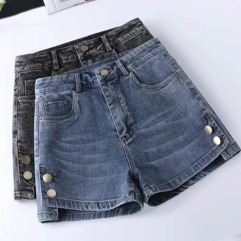 レディースハイウエストデニムショートパンツ新しい夏のスタイル2025多用途ゆったりとしたAラインワイドレッグパンツトレンディで単独で着用するのに適しています