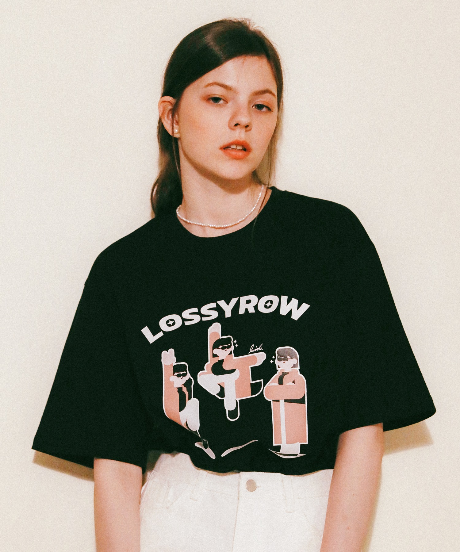 LOSSYROW ロスシロウ X ヴァンローラグラフィック T シャツブラック
