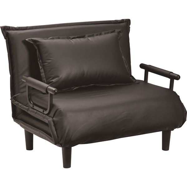 ソファ ソファベッド 折り畳み PVC 幅約100cm BK ブラック