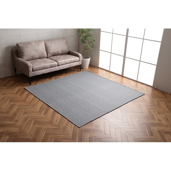 ラグ 正方形 洗える ジャガード織 ヘリンボーン シンプル 滑りにくい コンパクト オールシーズン ホットカーペット対応 床暖房対応 グレー 約2畳 約185x185cm