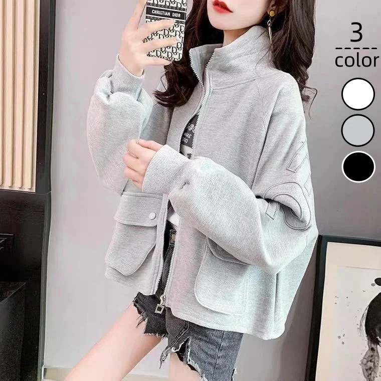 パーカー ゆったりスウェット ショート レディース 秋アウター ゆったり長袖ップス 怠惰な風 カーディガン 可愛い 大人 運動 カジュアルコー 韓国