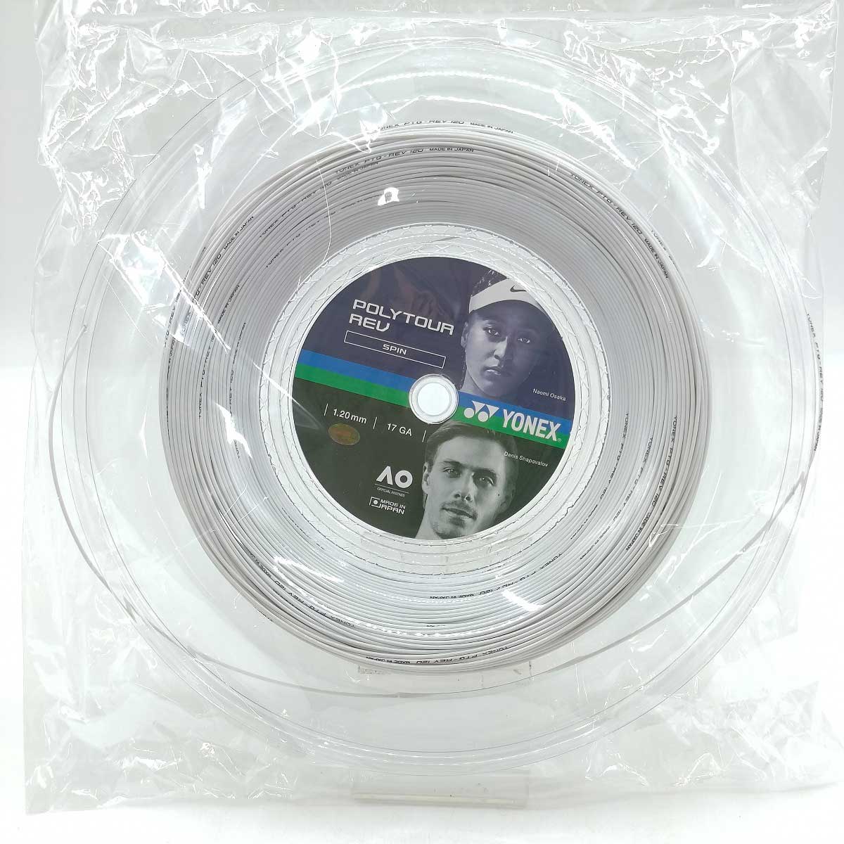 【中古・未使用品】ヨネックス ロール ポリツアーレブ POLYTOUR REV 120 テニス ガット 200cm ホワイト PTR120R2 YONEX