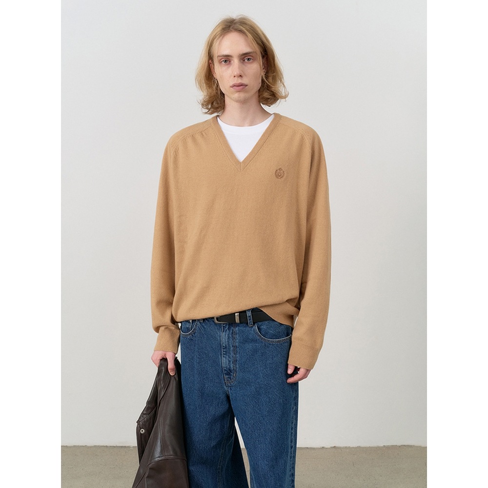 Dunst メンズユニセックスクラシック V セーターネックベージュ M UDSW4C108I2