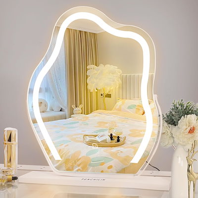 FENCHILIN女優ミラー 卓上鏡 ハリウッドミラー 9個LED電球付き 10倍拡大鏡付き 三色照明モード 明るさ調節可能 360度回転（ : FENCHILIN 女優ミラー ライト付き 鏡 卓上 ハリウッド