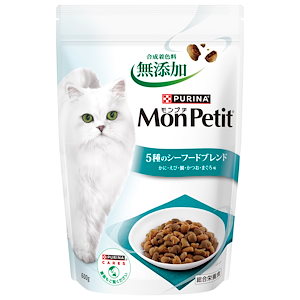 モンプチ キャットフード バッグ ドライ 5種のシーフードブレンド 成猫用 600ｇ