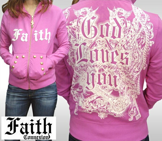 セール フェイスコネクション レディース パーカー ピンク スタッズ フーディー Faith Connexion プレミアム ブランド インポート ハリウッド 海外セレブ パリスヒルトン 着用 雑